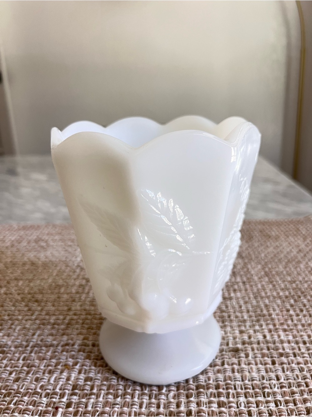 Vintage NAPCO White Milk Glass Pedestal Vase